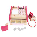 (OPEN BOX) Hape Checkout Wooden Register Pretend & Play Role Play Set with Accessories