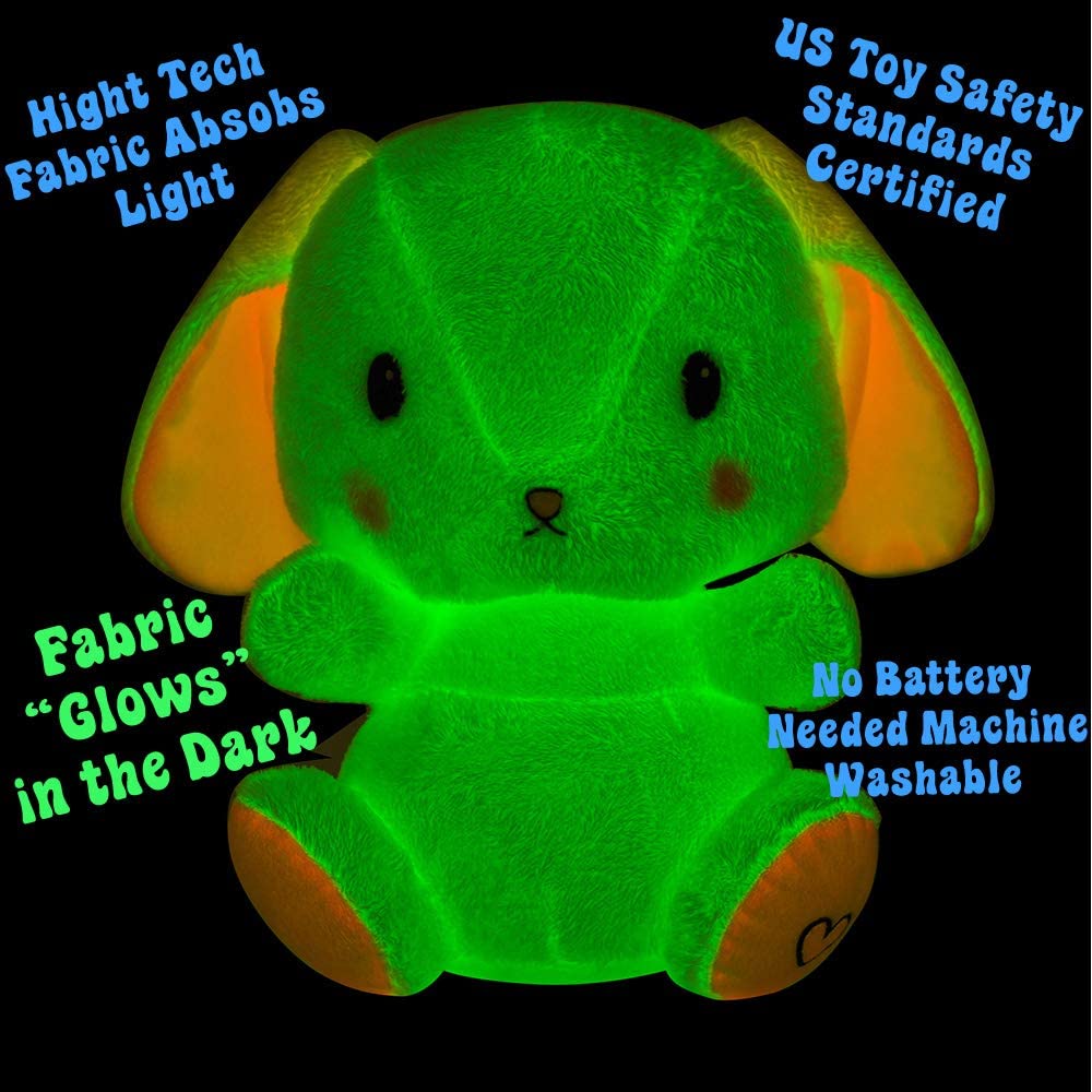 Little Room Naturally Glow in The Dark Bunny Stuffed Animal Plush Toy, 14 Inches (L1001) , White