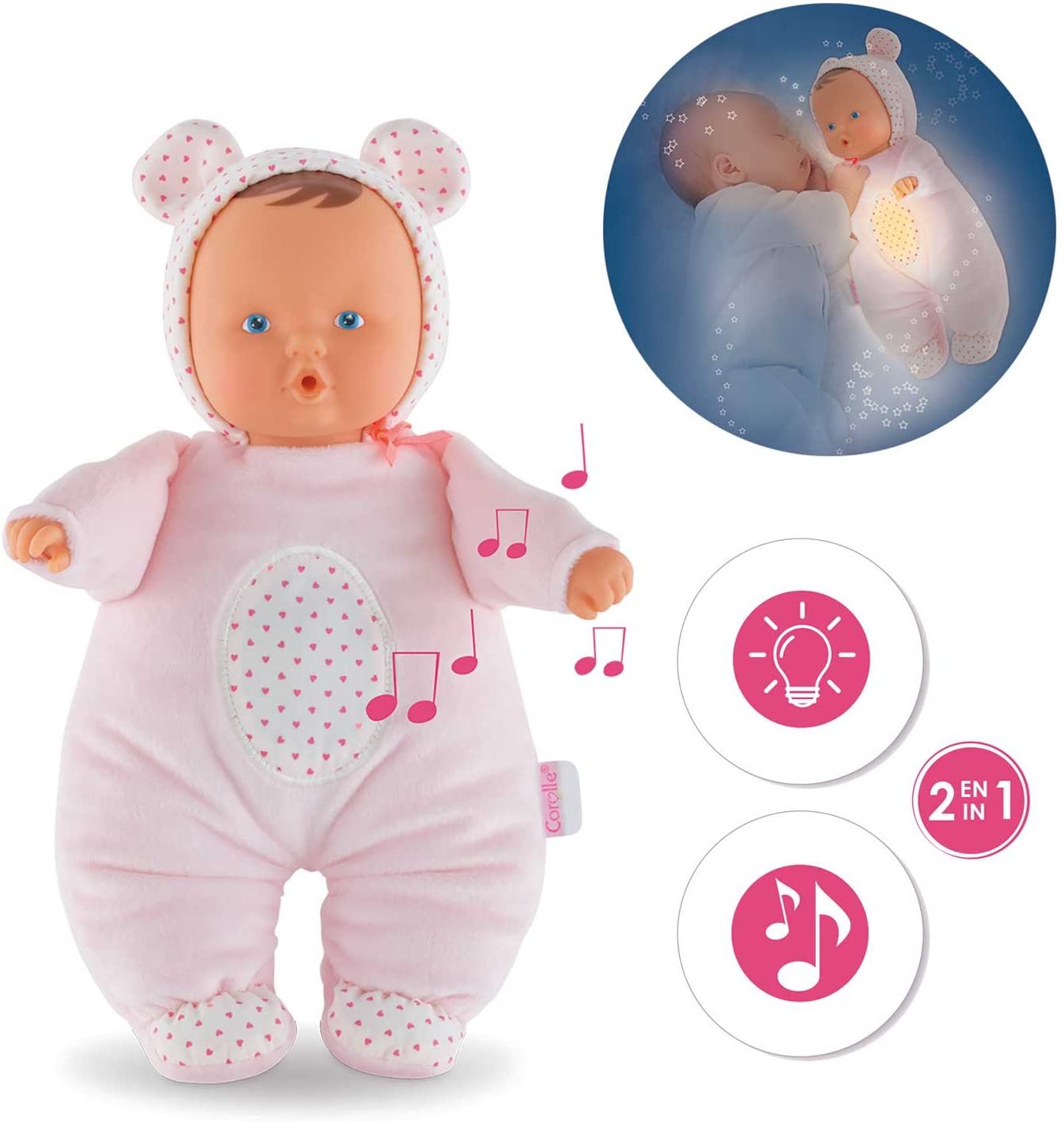Corolle Mon Doudou Babibear 2-in-1 Musical Baby Doll & Nightlight