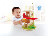 Hape Jungle Press and Slide | Kids Toy with Bell and Wooden Ball, Jungle Themed Lever Operated Toddler’s Game, E0508 Multicolor, L: 6.9, W: 6.9, H: 7.7 inch