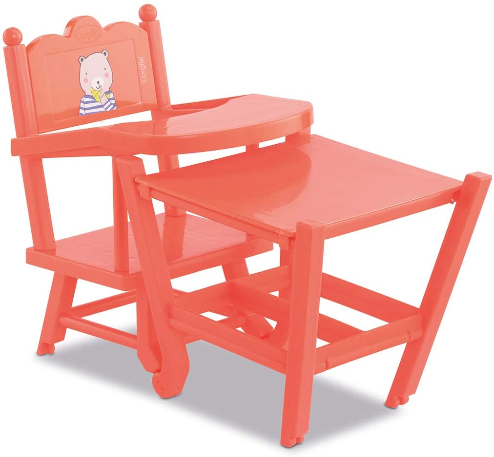 (OPEN BOX)  Corolle - Mon Grand Poupon High Chair - 2-in-1 Design fits 14" and 17" Baby Dolls (9000141040)