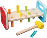 Hape Rainbow Pounder| Pounding Bench Wooden Toy with Hammer Blue, Red, Orange, Green, Yellow, Wood, L: 9.1, W: 4, H: 4.2 inch