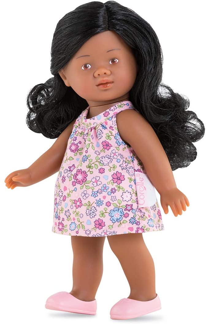 Corolle Mini Corolline Rosaly 8" Doll with Black Hair and Floral Dress, for Kids Ages 3 Years and up…