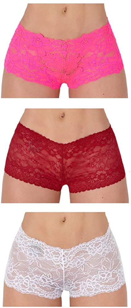 Women's Sexy Pink Floral Lace Cheeky Panty Underwear Intimates