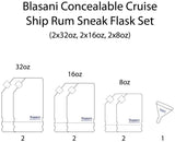 BLASANI Concealable Cruise Ship Rum Sneak Flask Kit Set (2x32oz, 2x16oz, 2x8oz)