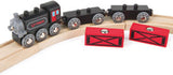 Hape Steam-Era Freight Train | Classic Black & Red Children’s Locomotive Toy With Unloadable Freight Wagons, L: 9.4, W: 1.3, H: 1.9 inch