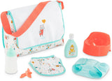 Corolle Baby Doll Changing Bag and Accessories Set - 7-Piece Set Includes 2-in-1 Storage Bag / Changing Pad, for Kids Ages 2 Years and up