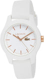 Lacoste Women's Ladies 12.12 Stainless Steel Quartz Watch with Silicone Strap, White, 17 (Model: 2000960)
