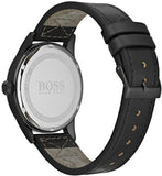 Hugo Boss Legacy Stainless Steel Black Sunray Dial Leather Strap Men's Watch