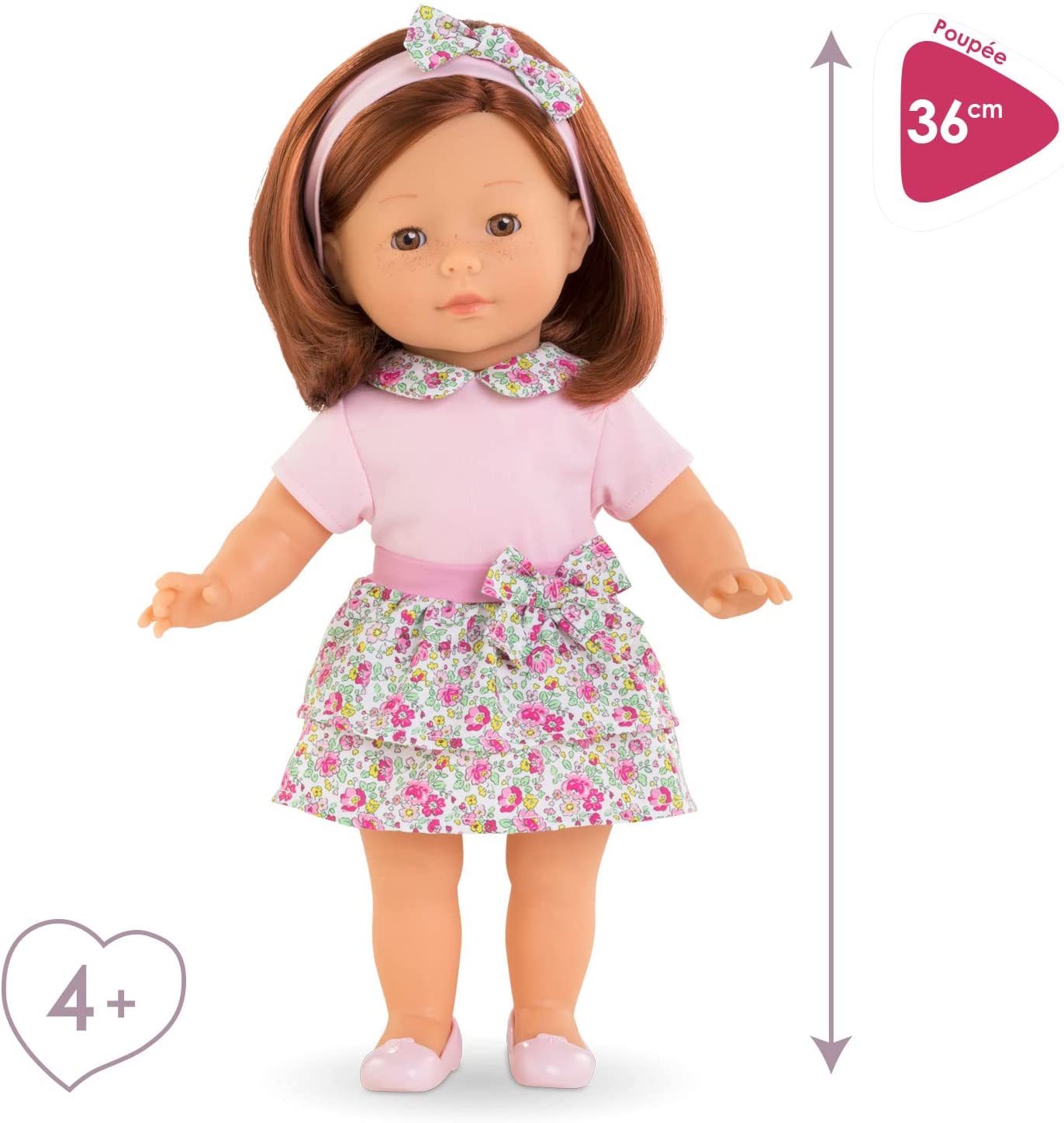 (OPEN BOX) Corolle Ma Corolle Pia 14" Doll - with Pink Floral Outfit and Matching Headband, Soft-Body, Sleeping Eyes and Vanilla Scent, for Ages 4 Years and up