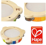 (OPEN BOX) Hape Tab Along Mr. Tambourine | Kid's Wooden Drum Musical Instrument