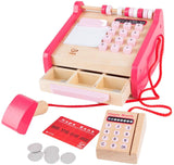 (OPEN BOX) Hape Checkout Wooden Register Pretend & Play Role Play Set with Accessories