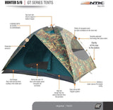 NTK HUNTER GT 5 to 6 Person 9.8 x 9.8 Ft Outdoor Dome Woodland Camo Camping Tent