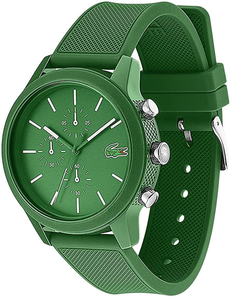 Lacoste Unisex L.12.12. 2010973 Chrono TR90 Green Rubber Strap Watch 43mm