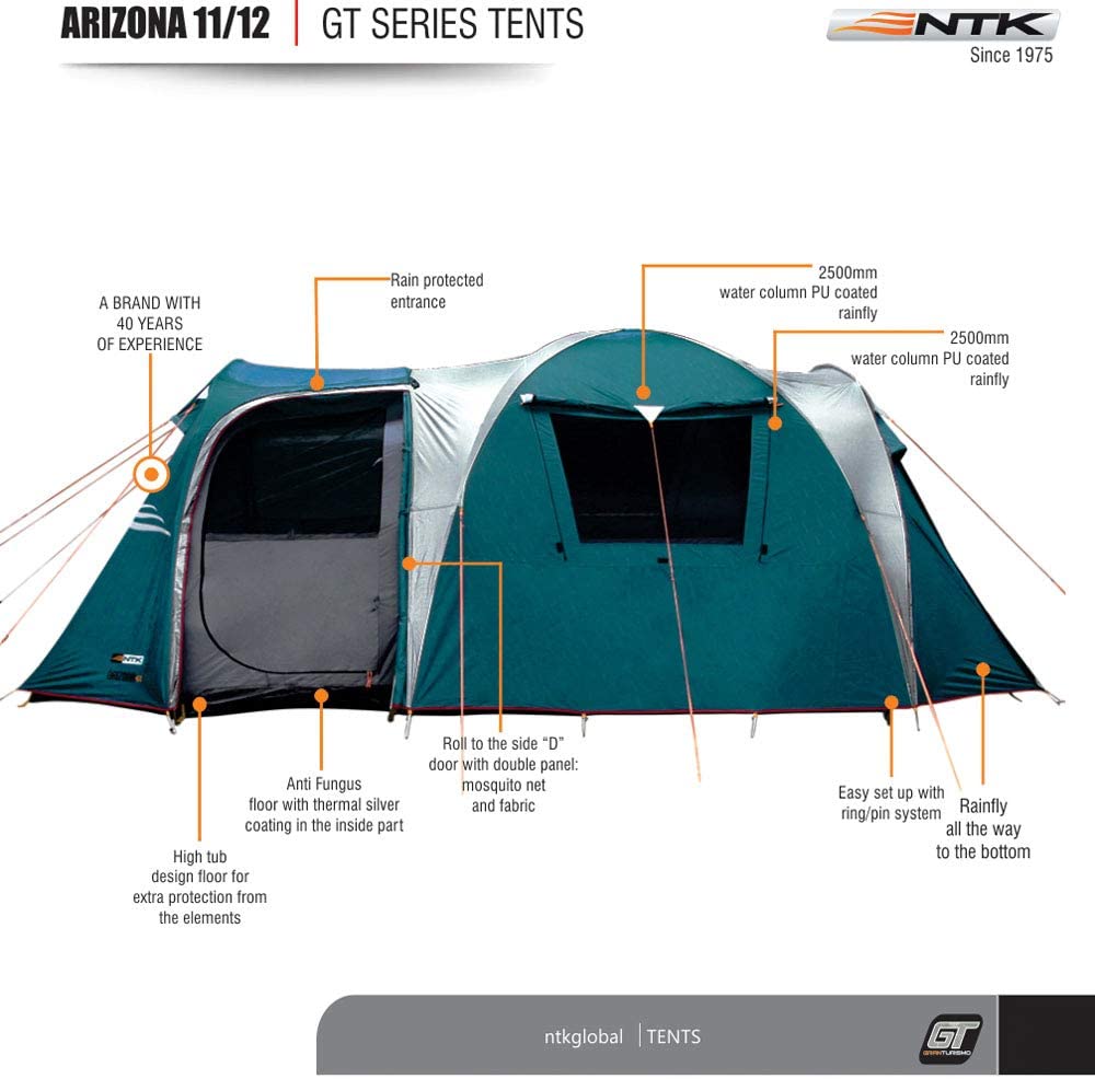 NTK Super Arizona GT up to 12 Person 20.6 x 10.2 ft Sport Camping Sport Tent