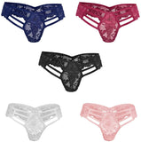 Besame Women Thong Lace Panties Spandex Underwear Lingerie 5 Pack