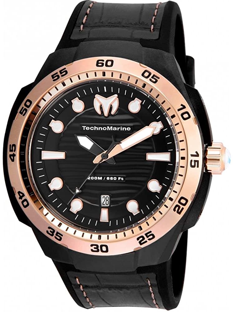 Technomarine Men's TM-515008 Sun Reef Analog Display Swiss Quartz Black Watch