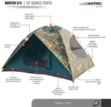 NTK HUNTER GT 3 to 4 Person 7 by 7 Ft Outdoor Dome Woodland Camo Camping Tent