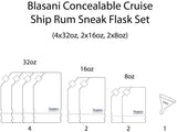 Blasani Concealable Plastic Cruise Rum Sneak Flask Set (4x32oz, 2x16oz, 2x8oz)