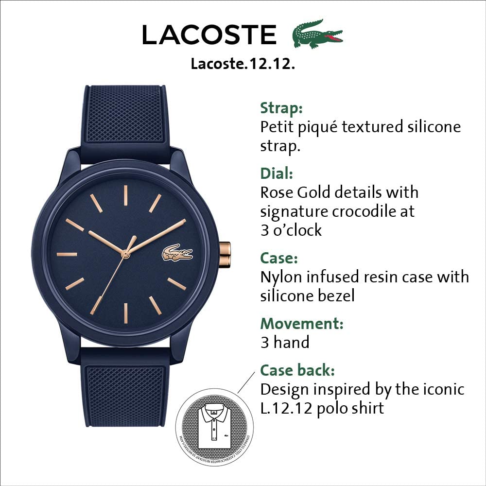 Lacoste L.12.12.Quartz TR-90 and Rubber Strap Casual Watch (Model: 2011011)