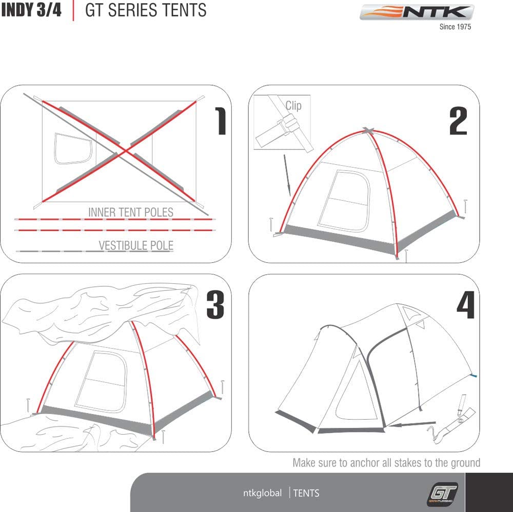 NTK Indy GT 3 to 4 Person 12 by 7 Foot Sport Camping Tent 100% Waterproof 2500mm
