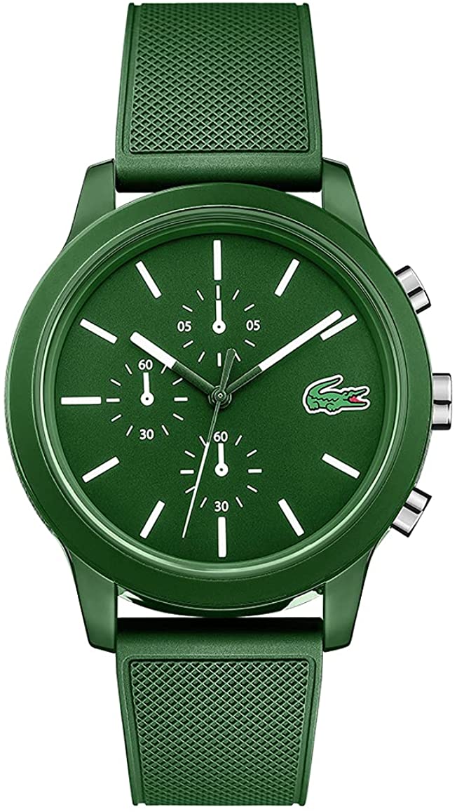 Lacoste Unisex L.12.12. 2010973 Chrono TR90 Green Rubber Strap Watch 43mm