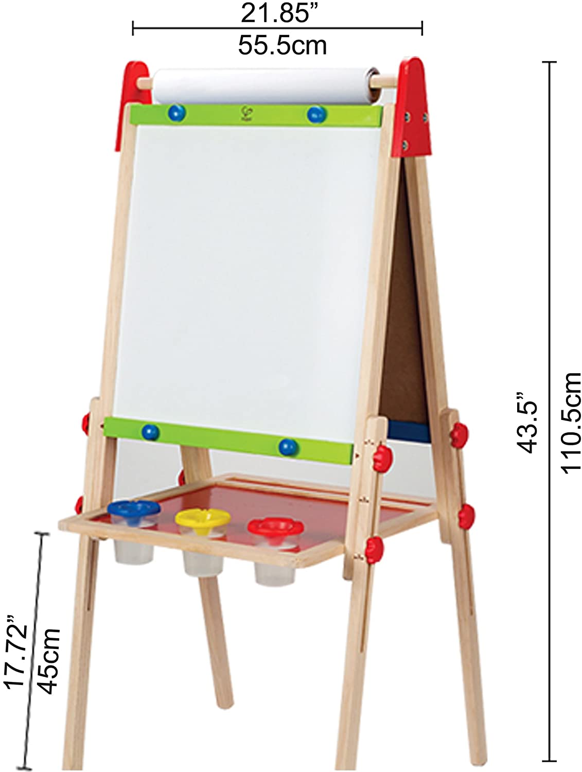 Hape E1010 All-in-One Easel - Magnetic Whiteboard, Chalkboard and Paper Roll Holder