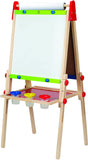 Hape E1010 All-in-One Easel - Magnetic Whiteboard, Chalkboard and Paper Roll Holder