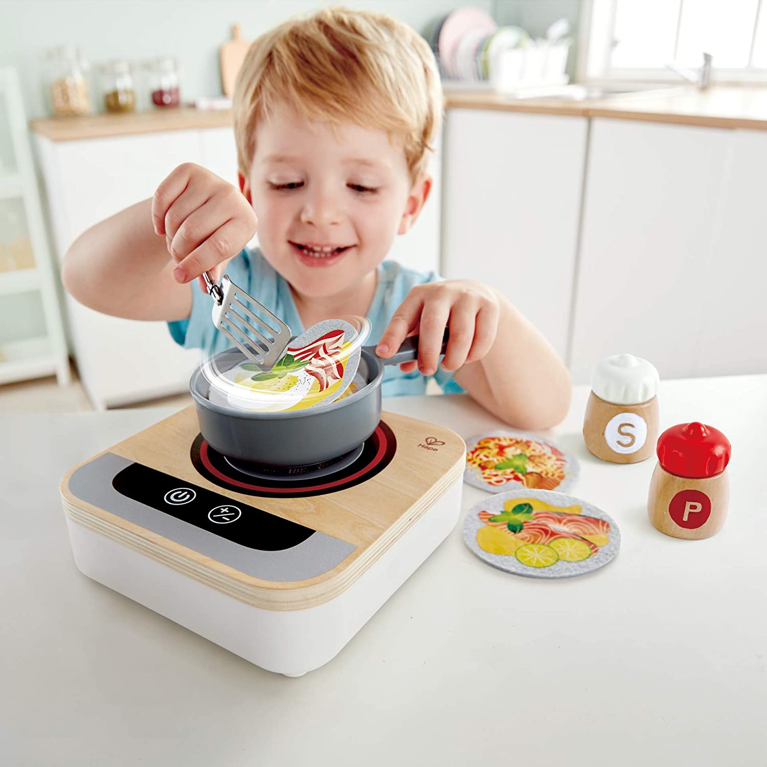 Hape Fun Fan Fryer Wooden Tabletop Stove with Fan Kitchen