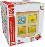 (OPEN BOX) Hape Friendship Wooden Activity Center Play Cube | 5-1 Learning Puzzle Toy for Toddlers | Five Sided Educational Maze Pepe & Friends