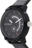Tommy Hilfiger 1791479 Men's Quartz Watch Black Leather Calfskin Strap 44mm