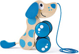 Hape Walk-A-Long Puppy Wooden Pull Toy | Push Pull Toy Puppy For Toddlers Can Sit, Stand and Roll. Rubber Rimmed Wheels for Easy Push and Pull Action, Blue