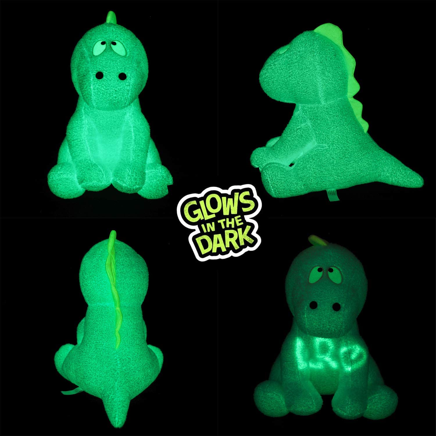 Little Room Naturally Glow in The Dark Dinosaur Stuffed Animal Plush Toy, 14 Inches, Blue (L1000)