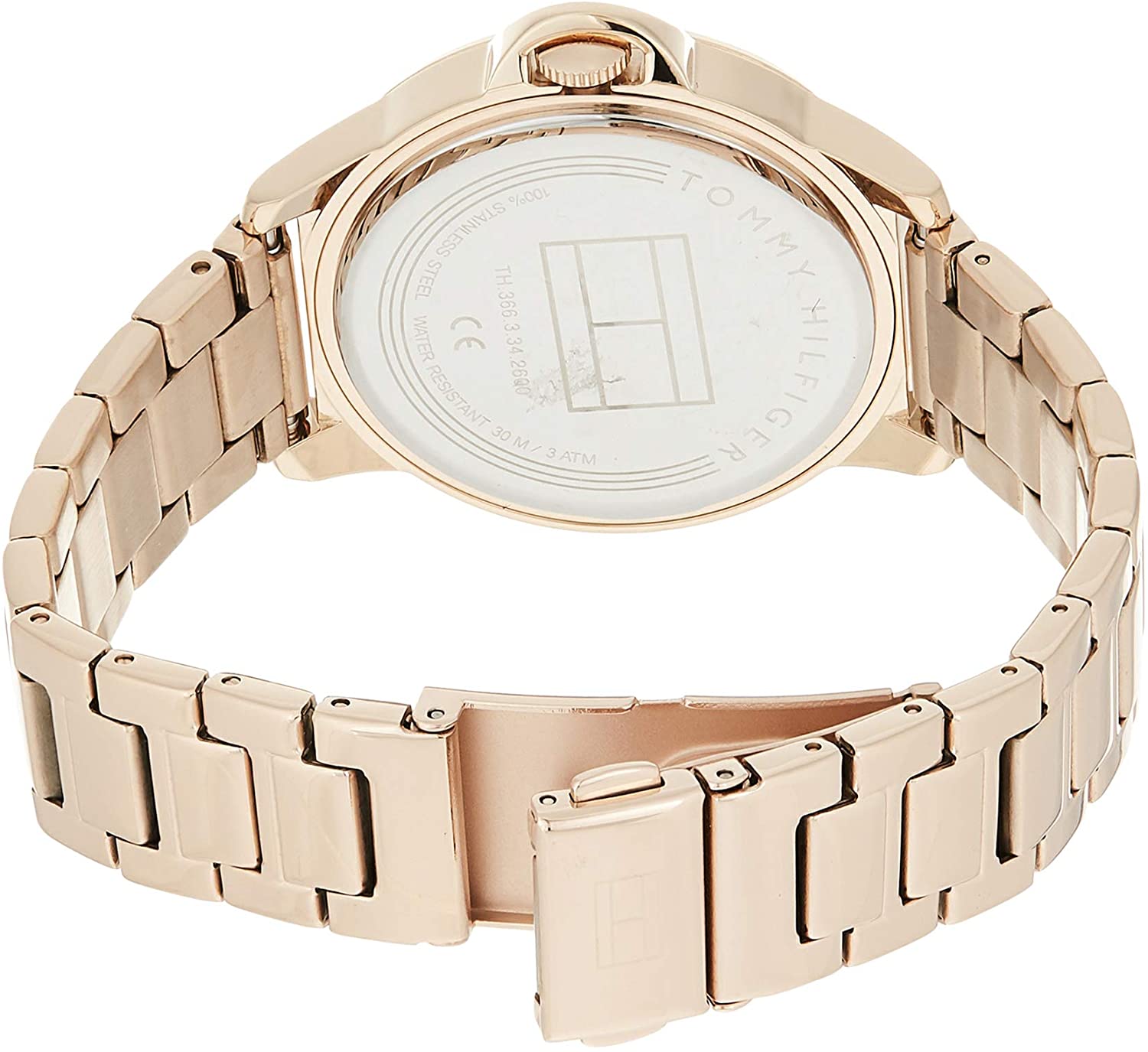 Tommy Hilfiger Women's Stainless Steel Quartz Watch with Carnation Gold Strap, 17 (Model: 1782024)