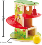 Hape Jungle Press and Slide | Kids Toy with Bell and Wooden Ball, Jungle Themed Lever Operated Toddler’s Game, E0508 Multicolor, L: 6.9, W: 6.9, H: 7.7 inch
