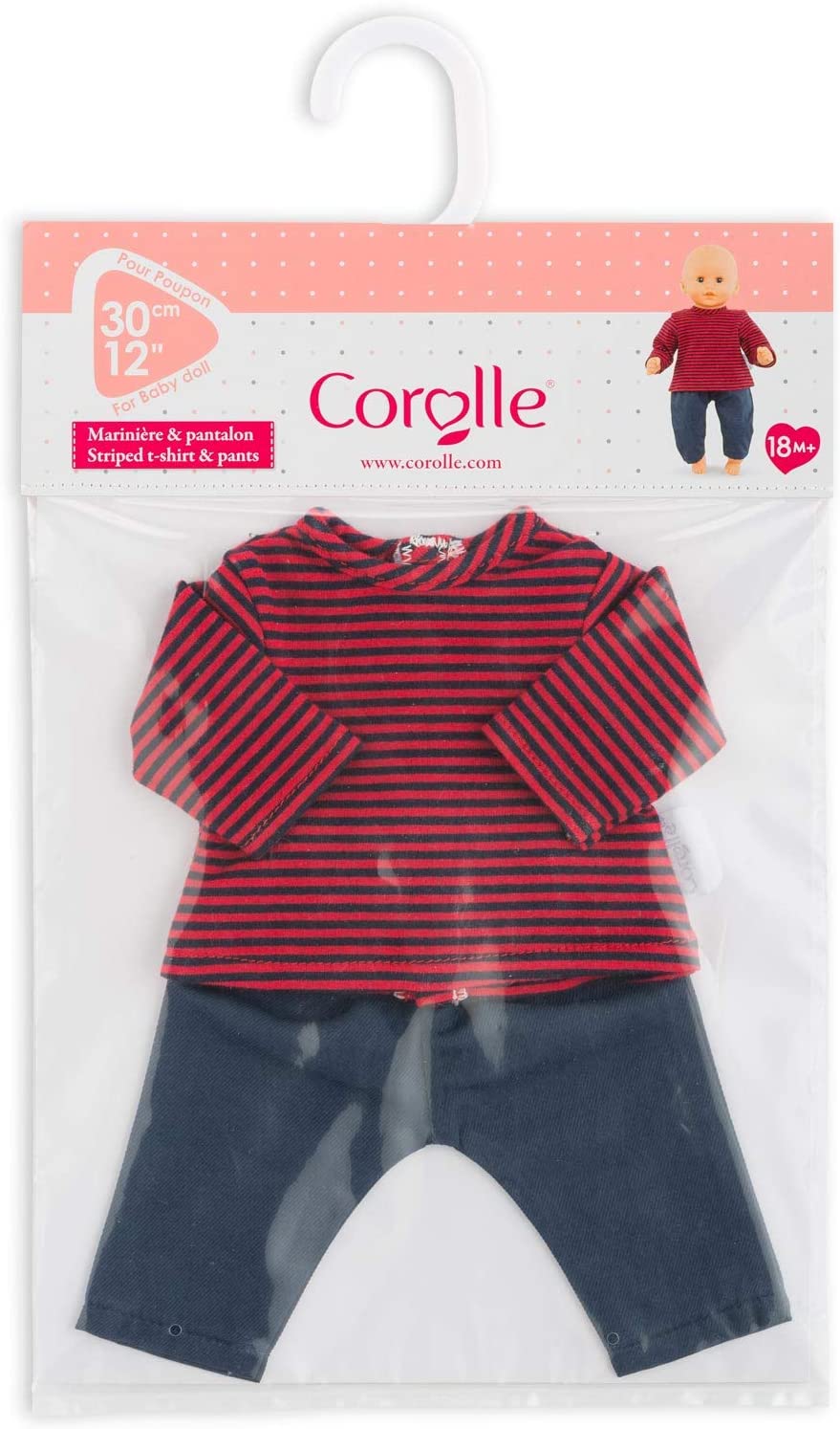 Corolle - Striped T-Shirt and Pants - Clothing Outfit for 12" Baby Dolls