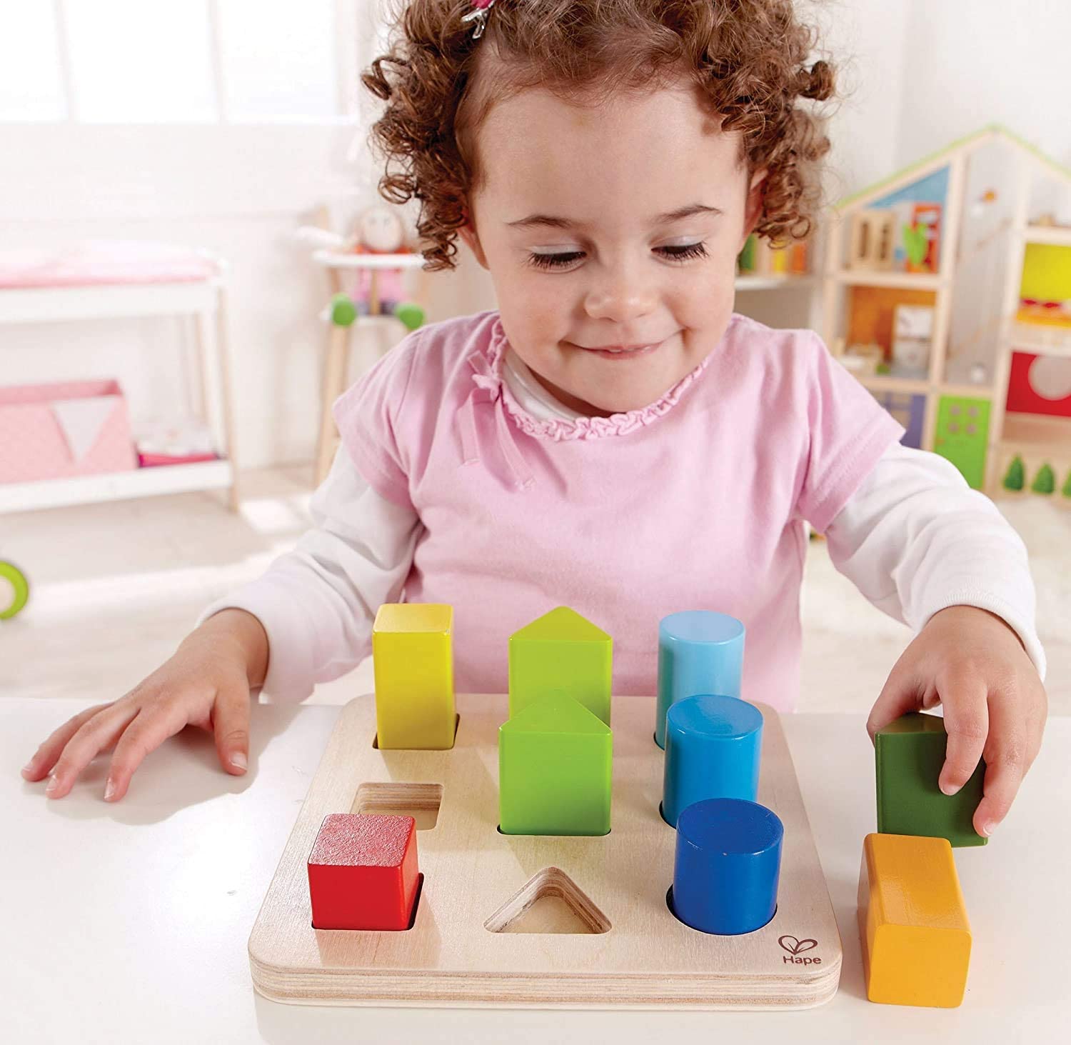 Hape Color and Shape Wooden Block Sorter Game For Toddlers