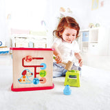 (OPEN BOX) Hape Friendship Wooden Activity Center Play Cube | 5-1 Learning Puzzle Toy for Toddlers | Five Sided Educational Maze Pepe & Friends