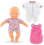 Corolle Mini Calin Good Night Baby Doll and Outfit Set - Includes 8" Soft Body Doll with Pajamas and Bag Sleeper, Vanilla-Scented, for Kids 18 Months and up