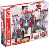 Hape Vikings Castle Dollhouse Play Set| Wooden Folding Dragon Castle Dollhouse with Magic Accessories, Glow in The Dark Spider Web, Dragon Egg and Action Figures (E3025)