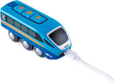 Hape Remote Control Engine Train | Kids Railway Toy, App or Button RC Vehicle with 5 Playable Sounds, Rechargeable Battery Feature, Blue, 4.65" Length x 1.5" Width x 1.97" Height