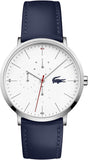 Lacoste Stainless Steel Quartz Watch with Leather Strap, Blue, 19.5 (Model: 2010975)