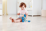 Hape Walk-A-Long Puppy Wooden Pull Toy | Push Pull Toy Puppy For Toddlers Can Sit, Stand and Roll. Rubber Rimmed Wheels for Easy Push and Pull Action, Blue