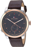 Tommy Hilfiger Men's Quartz Watch with Leather Calfskin Strap, Brown, 19.5 (Model: 1791554)