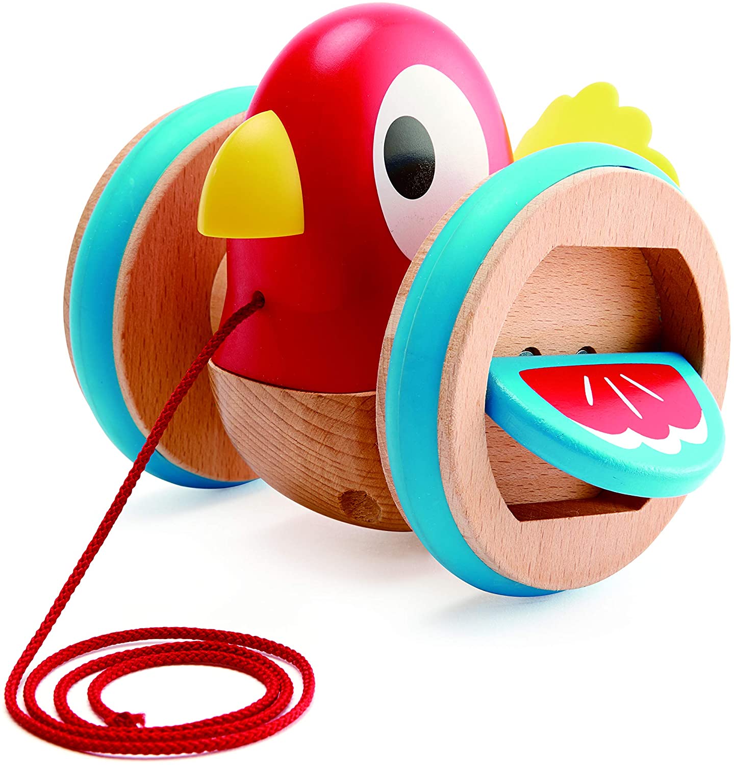 Hape Baby Bird Pull-Along | Wooden Wobbling & Flapping Pull Toddler Toy, Bright Colors Multicolor, L: 5.2, W: 5, H: 4.8 inch