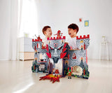Hape Vikings Castle Dollhouse Play Set| Wooden Folding Dragon Castle Dollhouse with Magic Accessories, Glow in The Dark Spider Web, Dragon Egg and Action Figures (E3025)