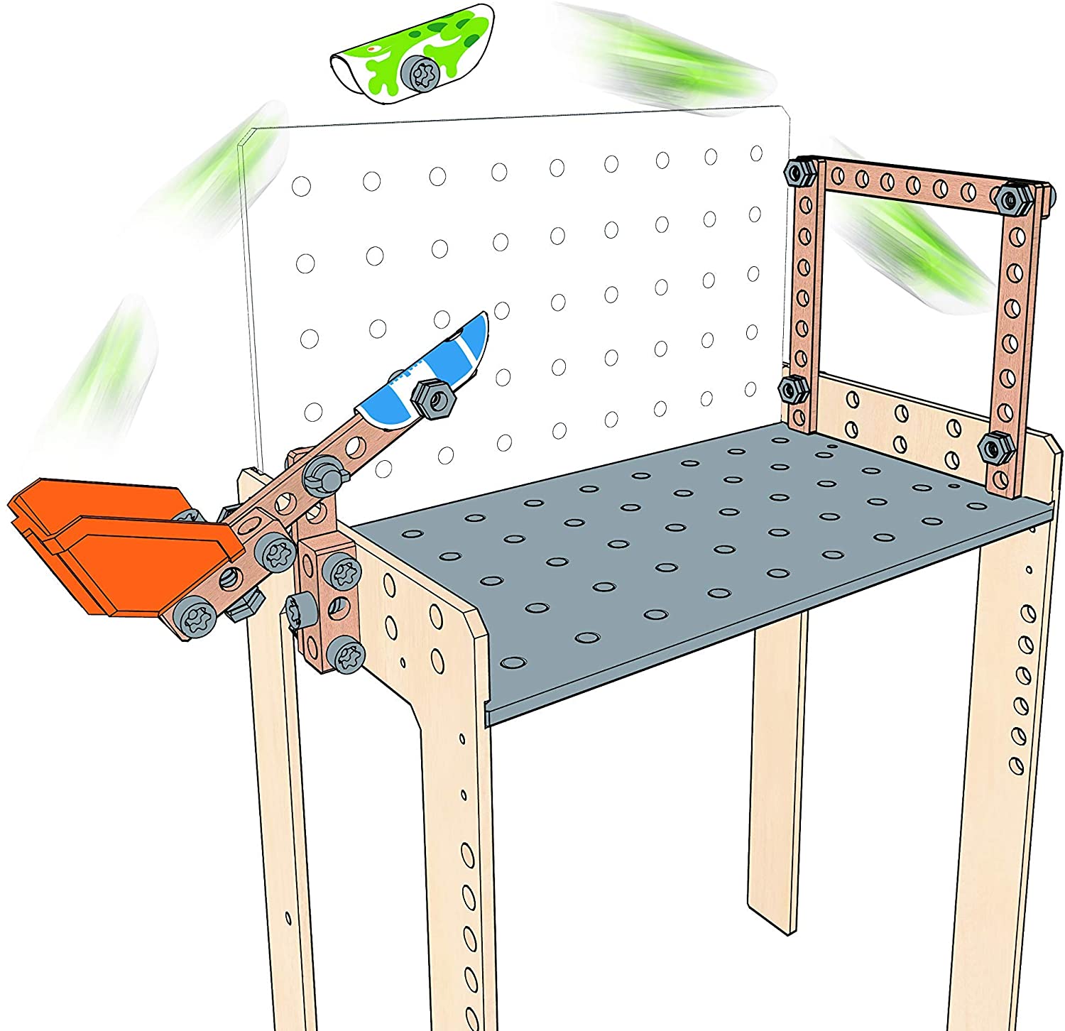 Hape Deluxe Scientific Workbench | Wooden Inventor’s Experiment Building Set, 79 Piece Workshop for Kids