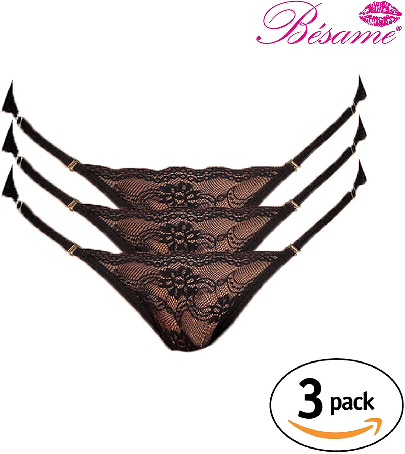 Besame Women Pantie Cheeky Lace Hipster Underwear Lingerie 5 Pack