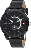 Tommy Hilfiger 1791479 Men's Quartz Watch Black Leather Calfskin Strap 44mm