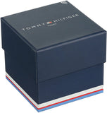 Tommy Hilfiger Men's Stainless Steel Quartz Watch with Leather Crocodile Strap, Blue, 22 (Model: 1710387)